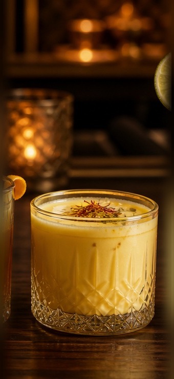 Mango Saffron Lassi finished with saffron